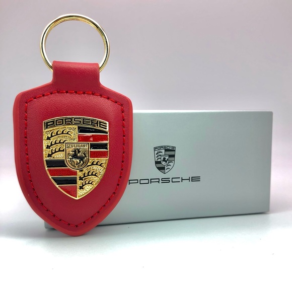 Porsche Design Accessories Porsche Crest Leather Keychainguards Red Poshmark